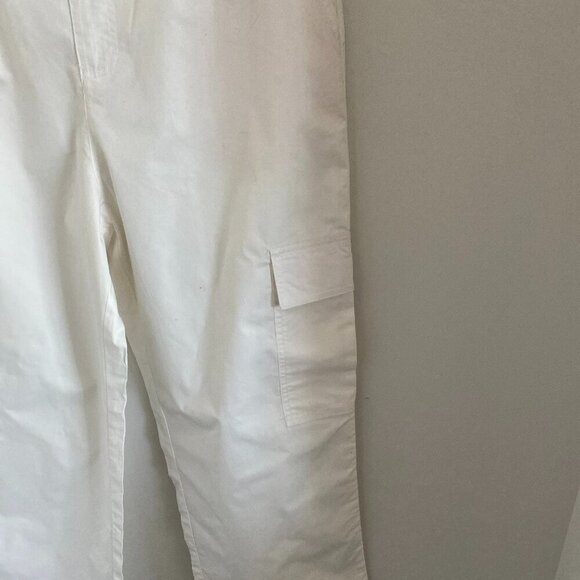 ZARA WOMEN HIGH RISE WIDE CARGO PANTS COTTON BLEND SIZE XL - Picture 2 of 5